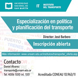 Especialización de Posgrado en Política y Planificación del Transporte